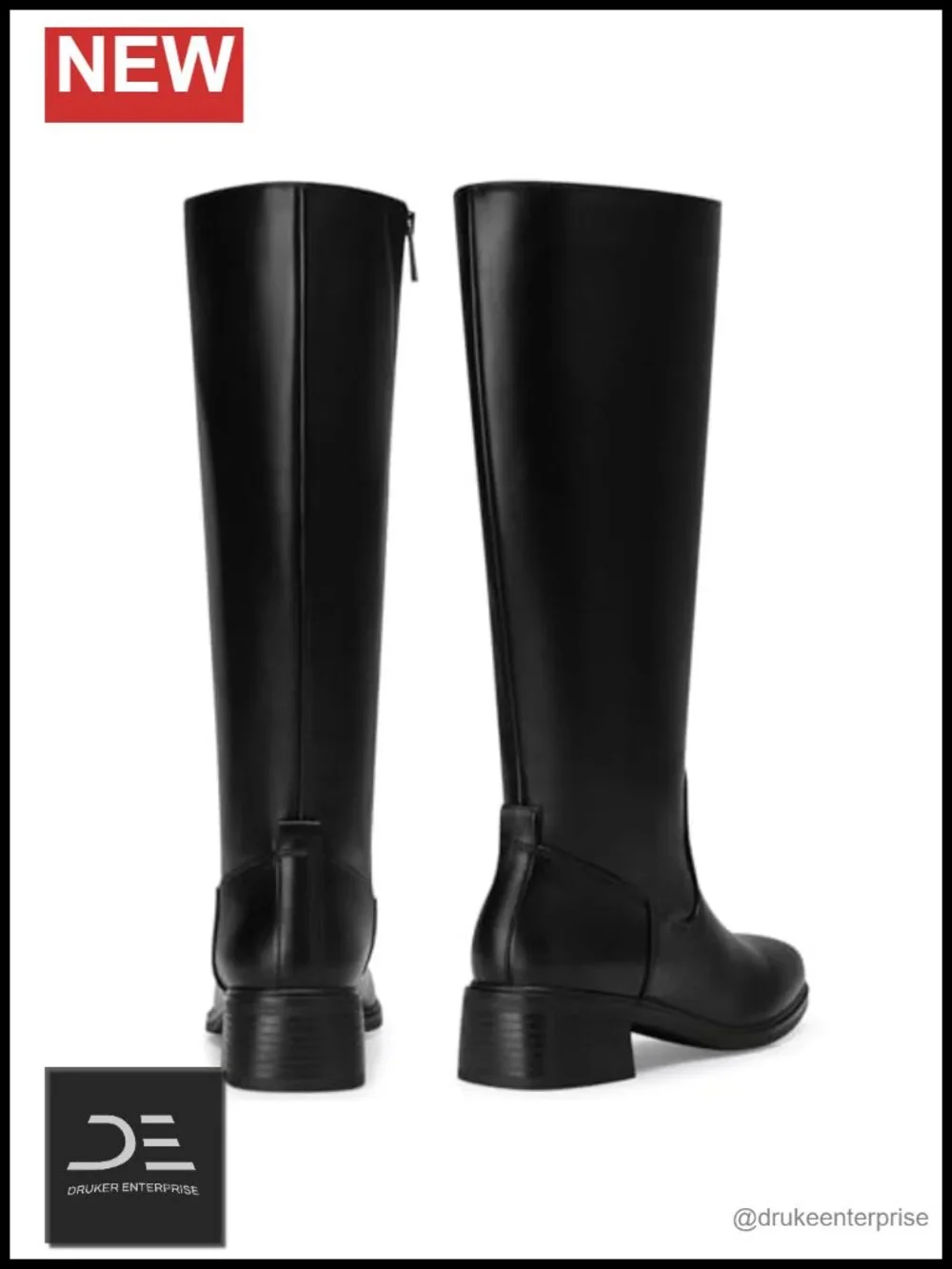 Women Knee High Boots Low Heel Square Toe Non-Slip Boots